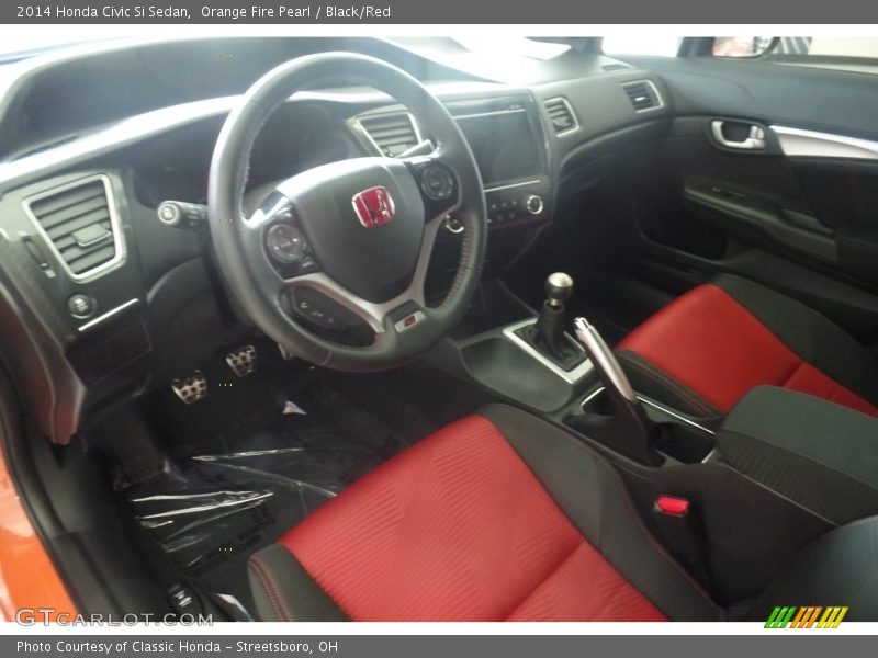 Orange Fire Pearl / Black/Red 2014 Honda Civic Si Sedan