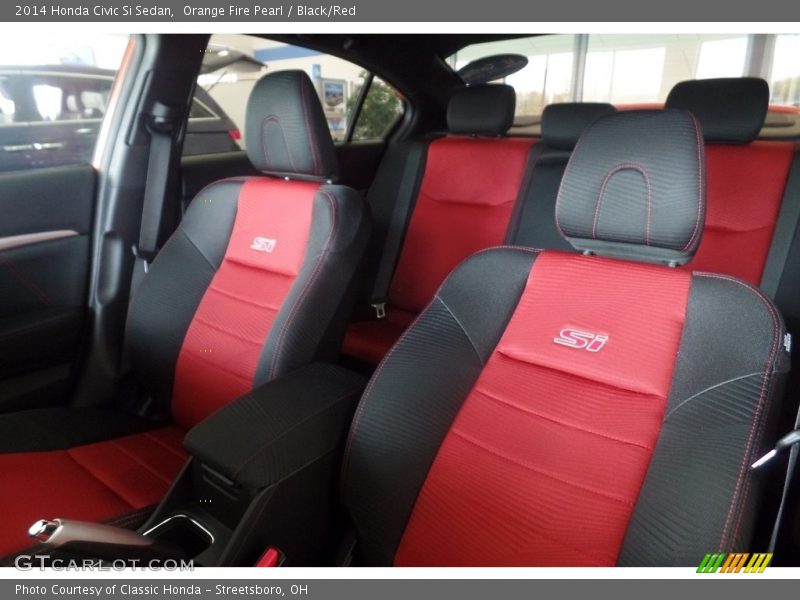 Orange Fire Pearl / Black/Red 2014 Honda Civic Si Sedan