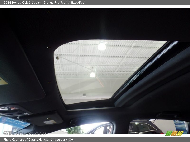 Orange Fire Pearl / Black/Red 2014 Honda Civic Si Sedan