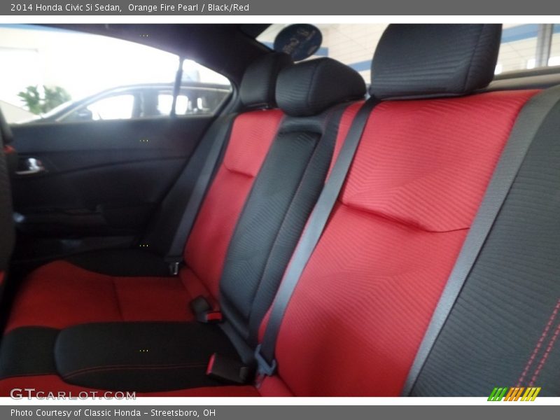 Orange Fire Pearl / Black/Red 2014 Honda Civic Si Sedan
