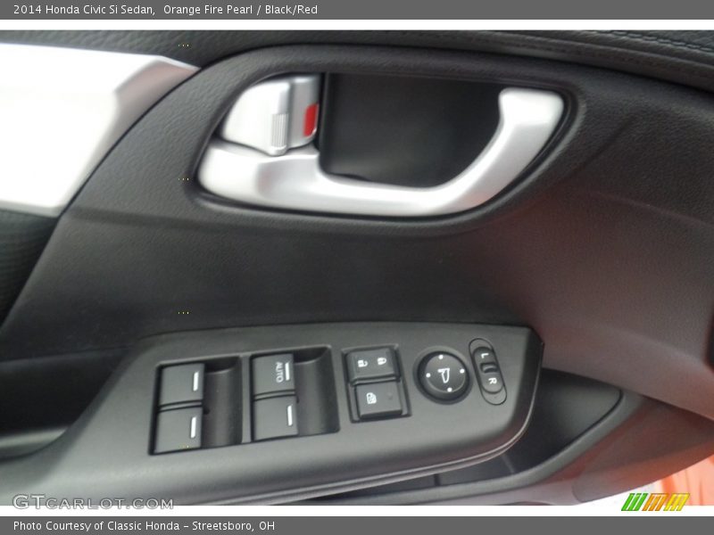 Orange Fire Pearl / Black/Red 2014 Honda Civic Si Sedan