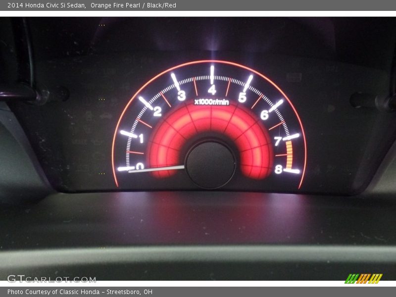 Orange Fire Pearl / Black/Red 2014 Honda Civic Si Sedan