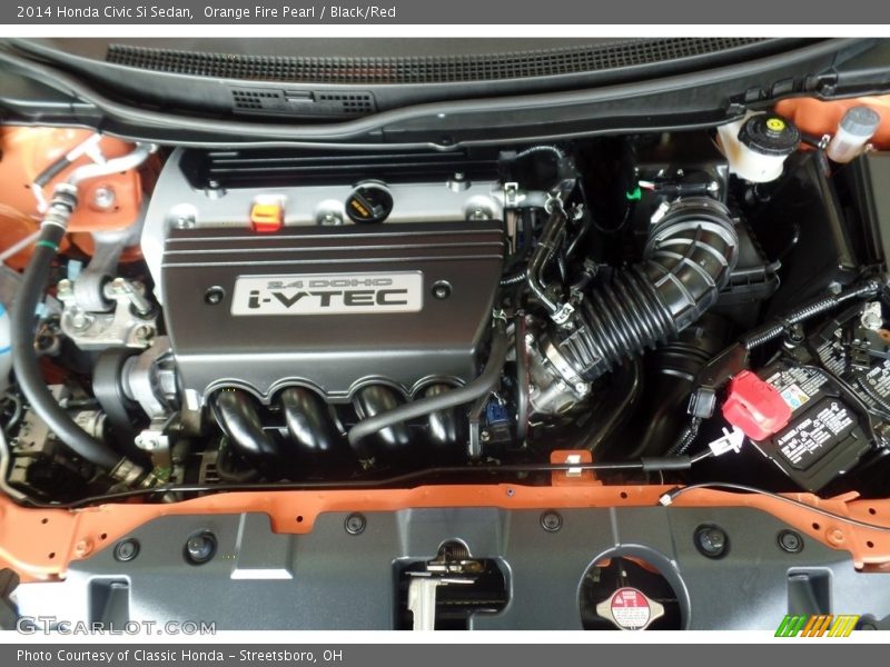 Orange Fire Pearl / Black/Red 2014 Honda Civic Si Sedan