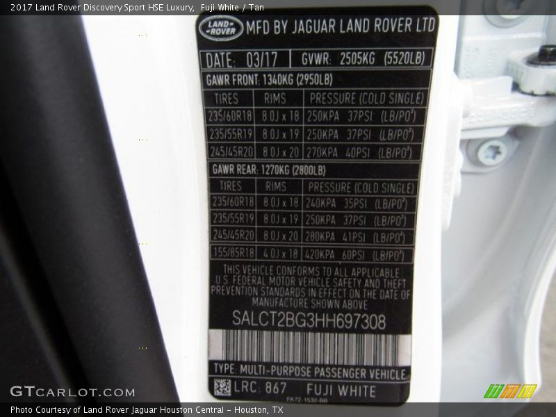 2017 Discovery Sport HSE Luxury Fuji White Color Code 867