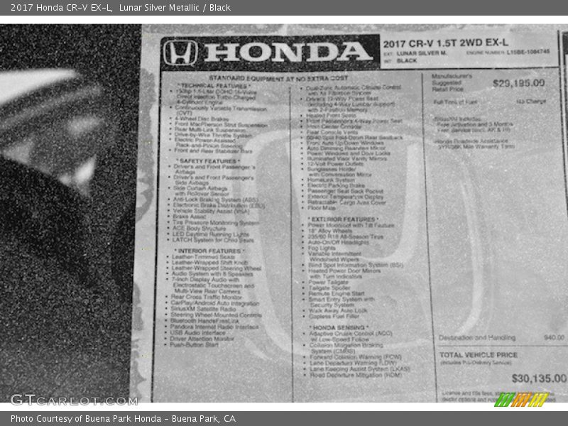 Lunar Silver Metallic / Black 2017 Honda CR-V EX-L