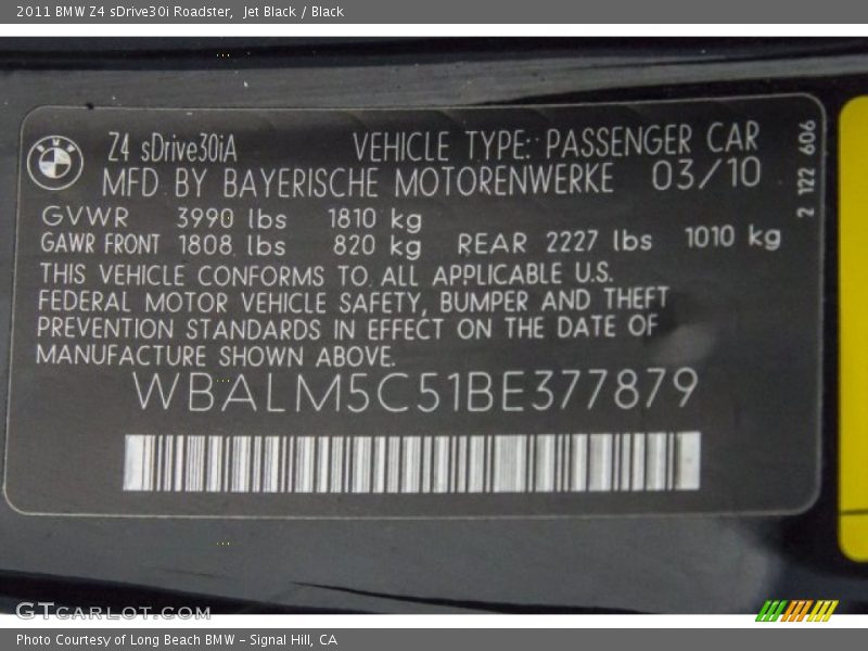 Jet Black / Black 2011 BMW Z4 sDrive30i Roadster