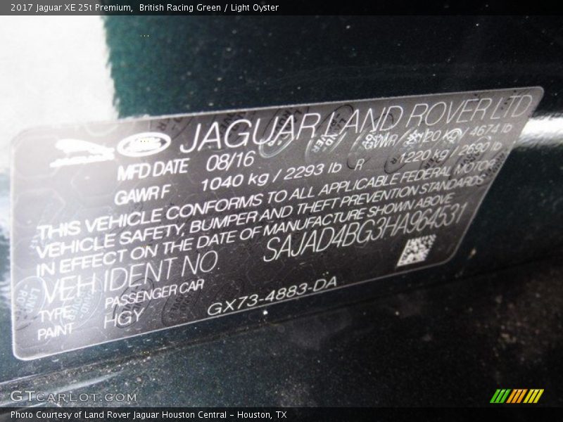 British Racing Green / Light Oyster 2017 Jaguar XE 25t Premium