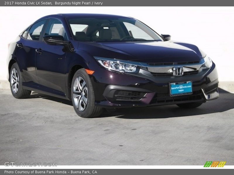 Burgundy Night Pearl / Ivory 2017 Honda Civic LX Sedan