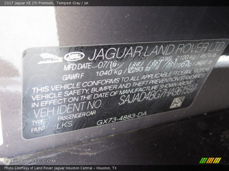 Tempest Gray / Jet 2017 Jaguar XE 25t Premium