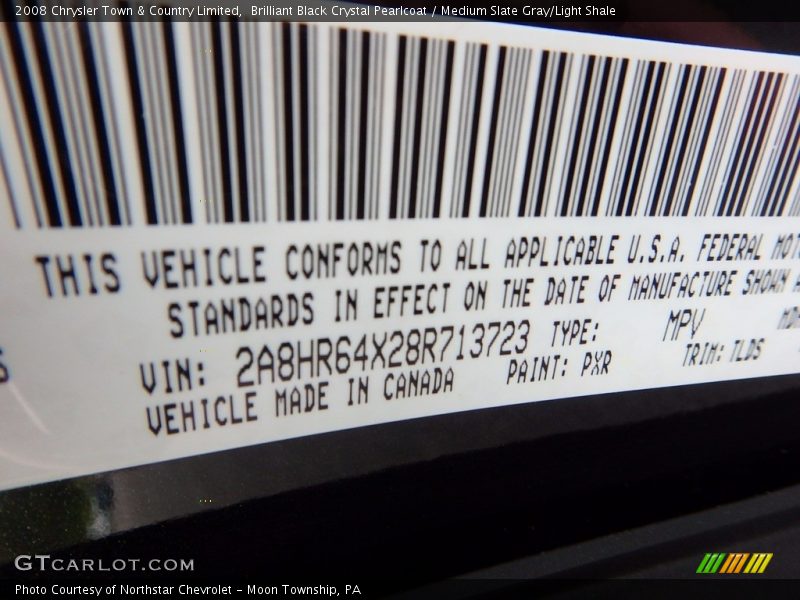 Brilliant Black Crystal Pearlcoat / Medium Slate Gray/Light Shale 2008 Chrysler Town & Country Limited