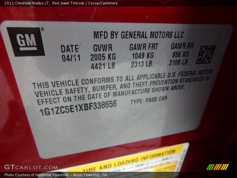Red Jewel Tintcoat / Cocoa/Cashmere 2011 Chevrolet Malibu LT