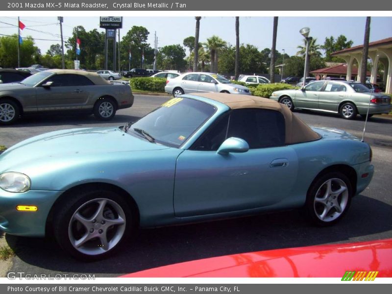 Crystal Blue Metallic / Tan 2001 Mazda MX-5 Miata Roadster