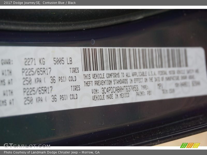 Contusion Blue / Black 2017 Dodge Journey SE