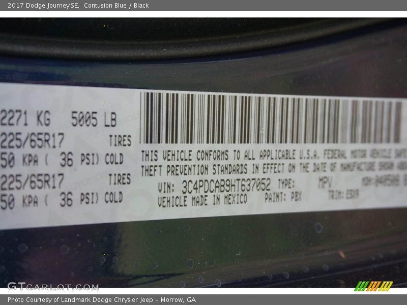 Contusion Blue / Black 2017 Dodge Journey SE