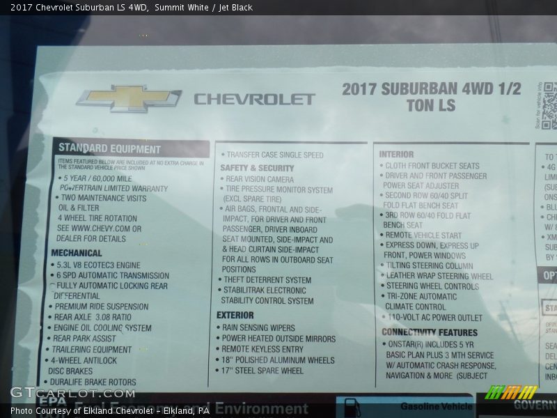 Summit White / Jet Black 2017 Chevrolet Suburban LS 4WD
