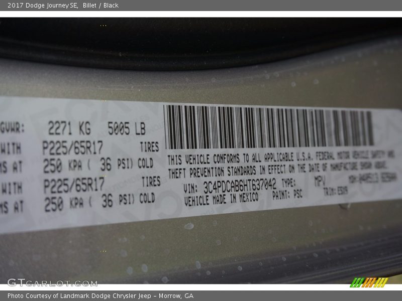 Billet / Black 2017 Dodge Journey SE