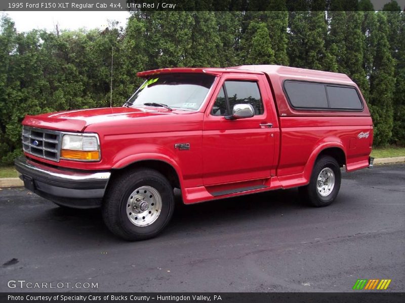 Ultra Red / Gray 1995 Ford F150 XLT Regular Cab 4x4