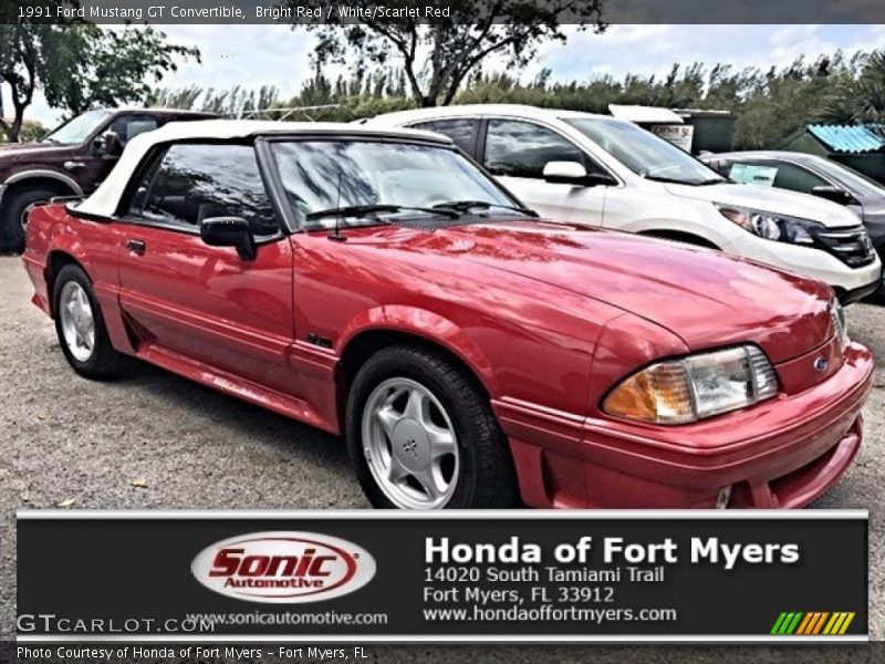 Bright Red / White/Scarlet Red 1991 Ford Mustang GT Convertible