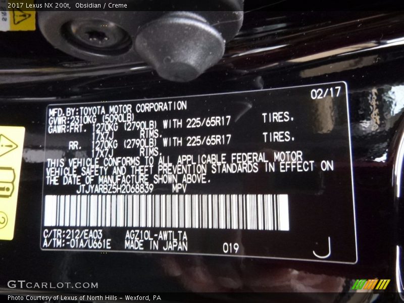 Obsidian / Creme 2017 Lexus NX 200t