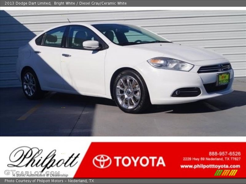 Bright White / Diesel Gray/Ceramic White 2013 Dodge Dart Limited