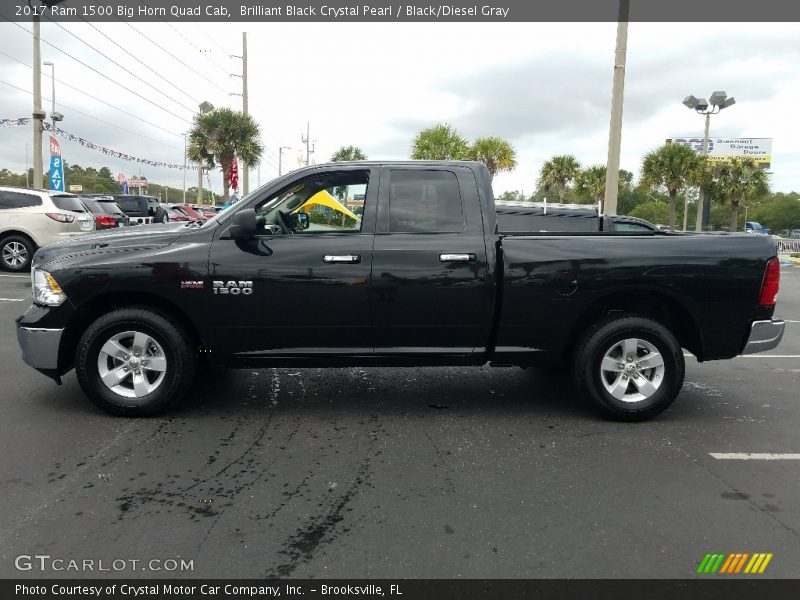 Brilliant Black Crystal Pearl / Black/Diesel Gray 2017 Ram 1500 Big Horn Quad Cab