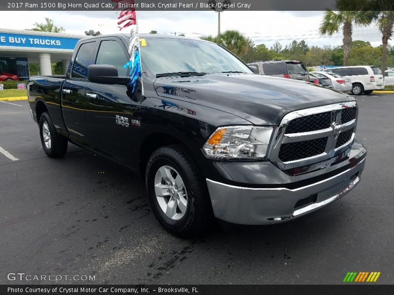Brilliant Black Crystal Pearl / Black/Diesel Gray 2017 Ram 1500 Big Horn Quad Cab