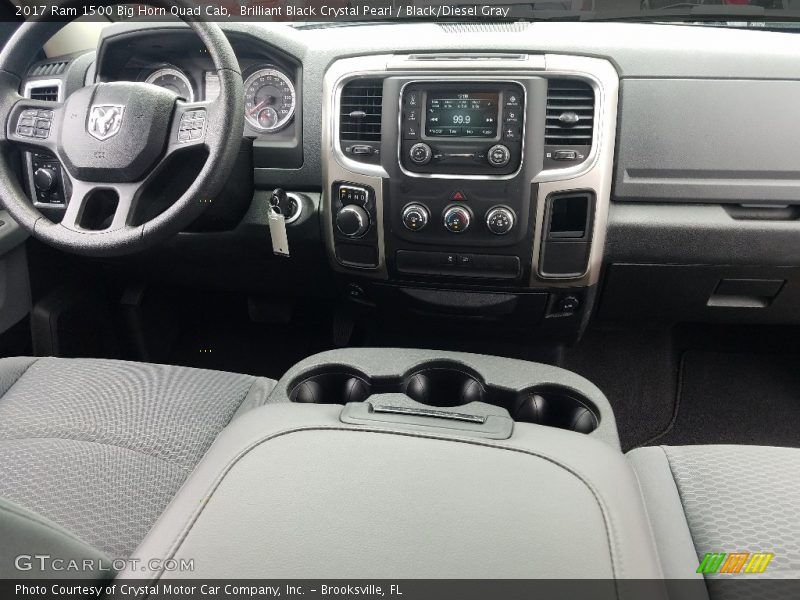 Brilliant Black Crystal Pearl / Black/Diesel Gray 2017 Ram 1500 Big Horn Quad Cab