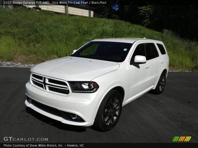 Vice White Tri-Coat Pearl / Black/Red 2017 Dodge Durango R/T AWD