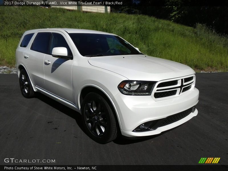 Vice White Tri-Coat Pearl / Black/Red 2017 Dodge Durango R/T AWD