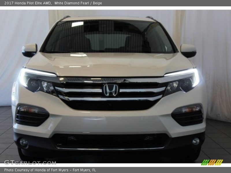 White Diamond Pearl / Beige 2017 Honda Pilot Elite AWD