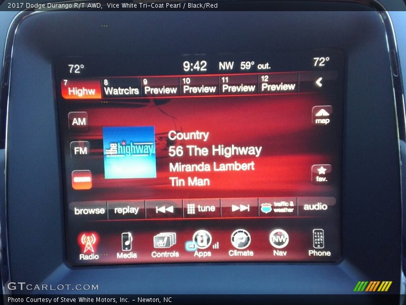 Vice White Tri-Coat Pearl / Black/Red 2017 Dodge Durango R/T AWD