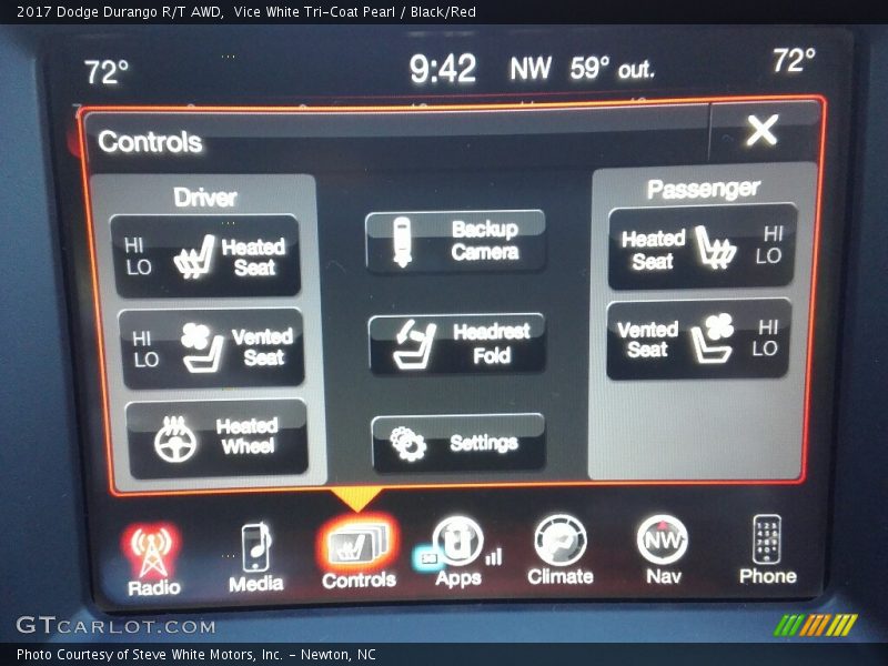 Vice White Tri-Coat Pearl / Black/Red 2017 Dodge Durango R/T AWD