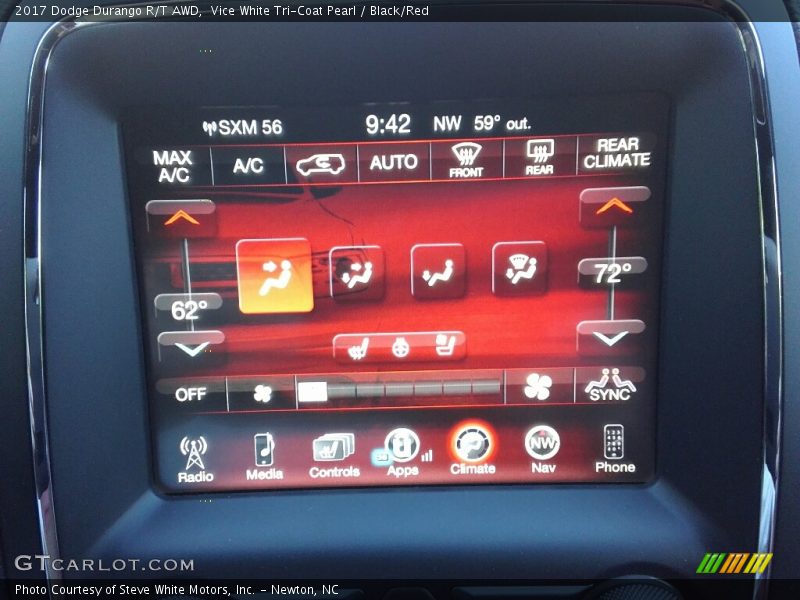 Vice White Tri-Coat Pearl / Black/Red 2017 Dodge Durango R/T AWD