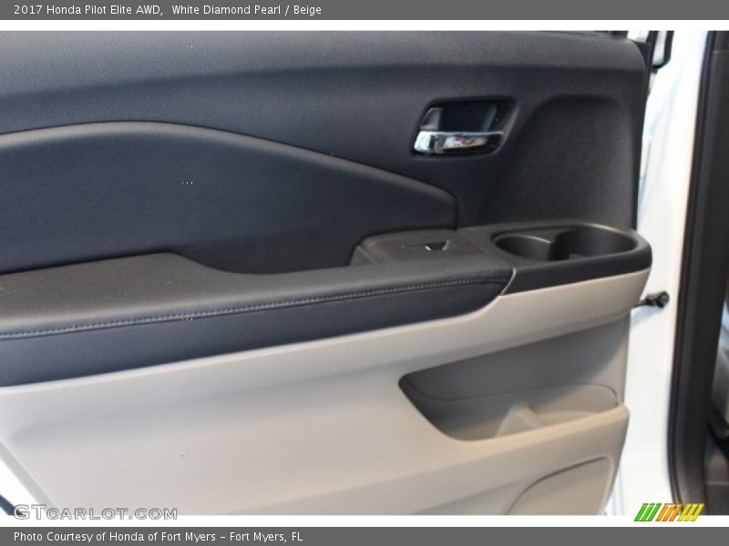 White Diamond Pearl / Beige 2017 Honda Pilot Elite AWD