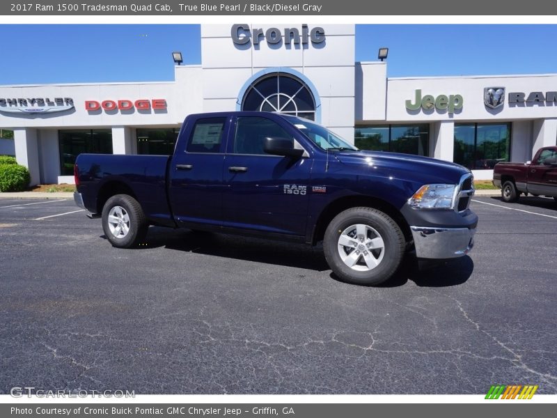 True Blue Pearl / Black/Diesel Gray 2017 Ram 1500 Tradesman Quad Cab