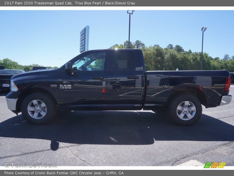 True Blue Pearl / Black/Diesel Gray 2017 Ram 1500 Tradesman Quad Cab