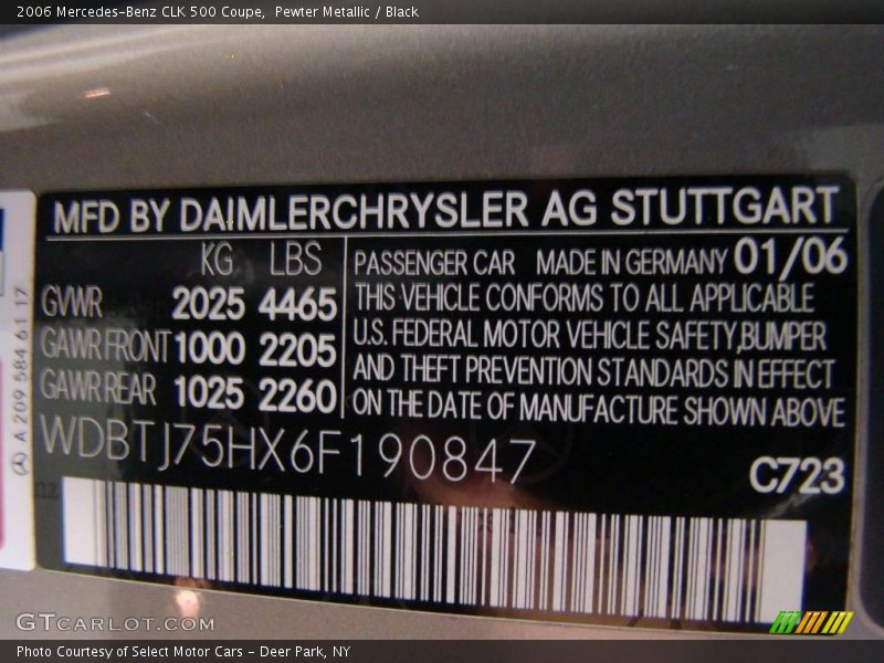 Pewter Metallic / Black 2006 Mercedes-Benz CLK 500 Coupe