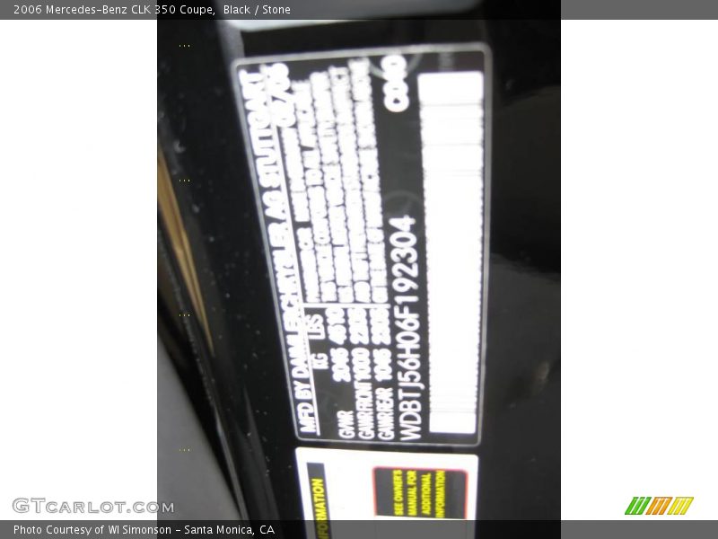 Black / Stone 2006 Mercedes-Benz CLK 350 Coupe