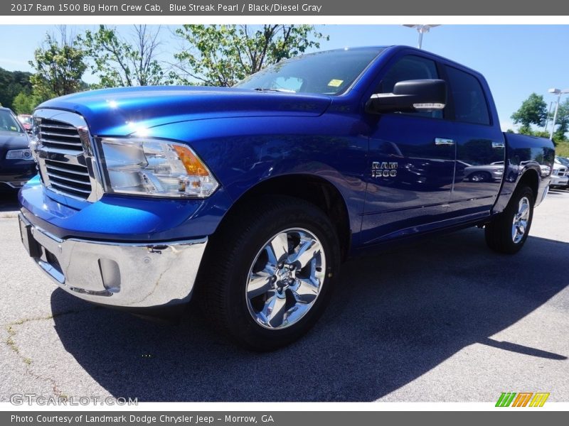 Blue Streak Pearl / Black/Diesel Gray 2017 Ram 1500 Big Horn Crew Cab