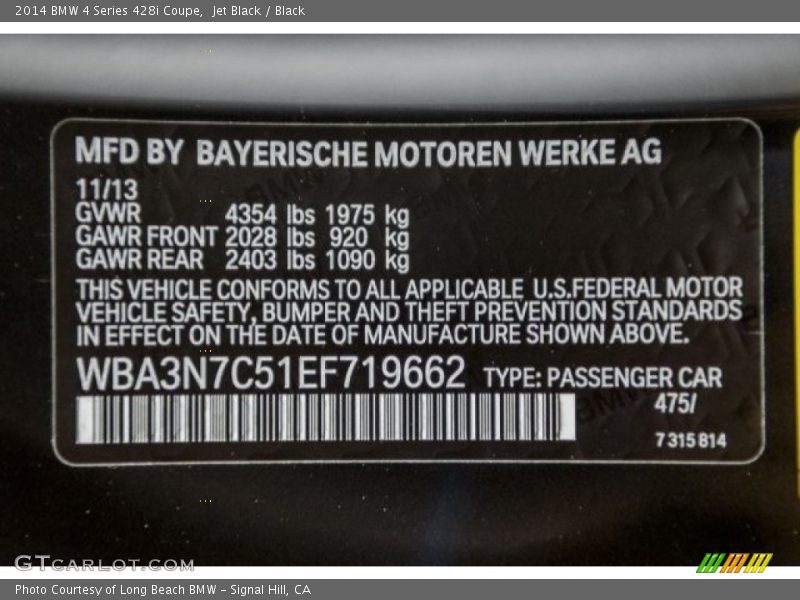 Jet Black / Black 2014 BMW 4 Series 428i Coupe
