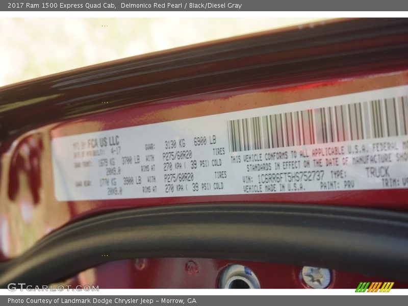 Delmonico Red Pearl / Black/Diesel Gray 2017 Ram 1500 Express Quad Cab