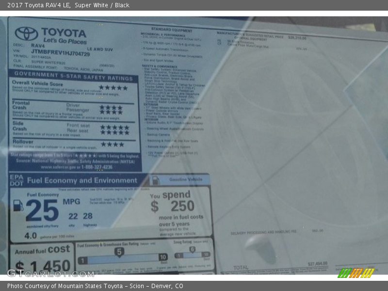 Super White / Black 2017 Toyota RAV4 LE