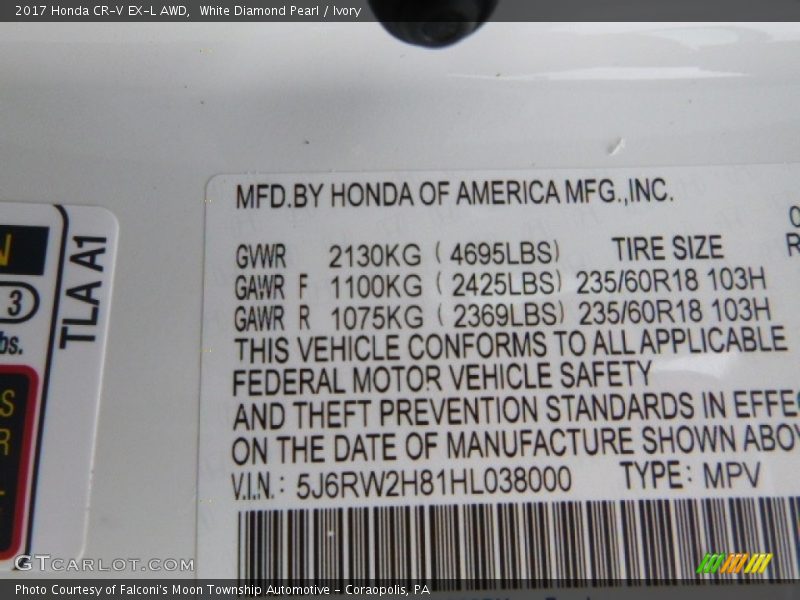 White Diamond Pearl / Ivory 2017 Honda CR-V EX-L AWD