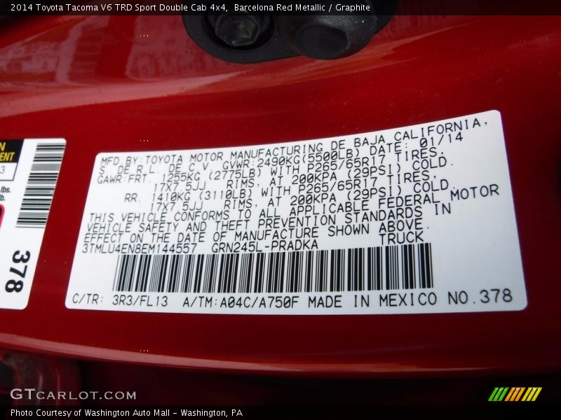 Barcelona Red Metallic / Graphite 2014 Toyota Tacoma V6 TRD Sport Double Cab 4x4
