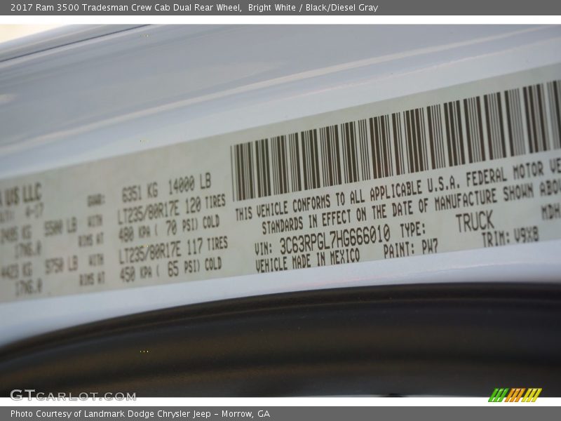 Bright White / Black/Diesel Gray 2017 Ram 3500 Tradesman Crew Cab Dual Rear Wheel