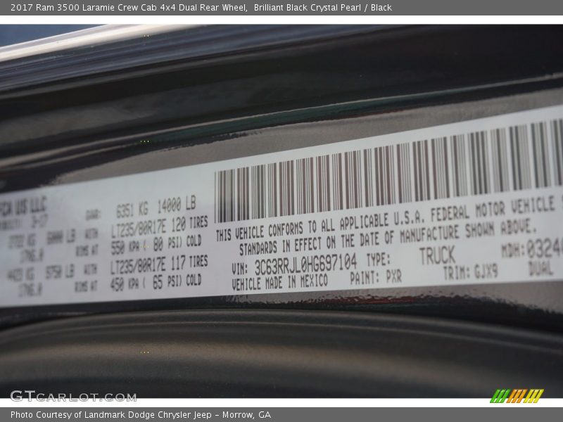 Brilliant Black Crystal Pearl / Black 2017 Ram 3500 Laramie Crew Cab 4x4 Dual Rear Wheel