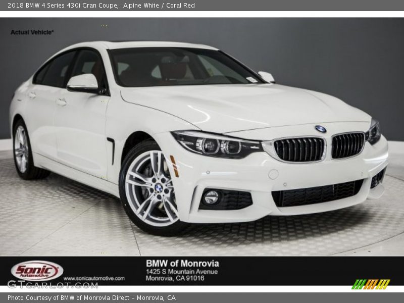 Alpine White / Coral Red 2018 BMW 4 Series 430i Gran Coupe