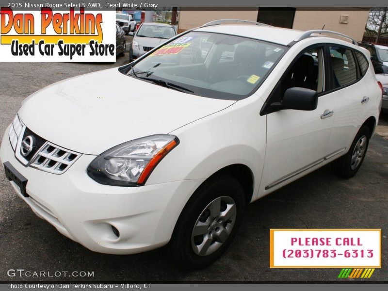 Pearl White / Gray 2015 Nissan Rogue Select S AWD