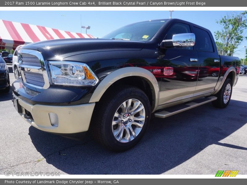 Brilliant Black Crystal Pearl / Canyon Brown/Light Frost Beige 2017 Ram 1500 Laramie Longhorn Crew Cab 4x4