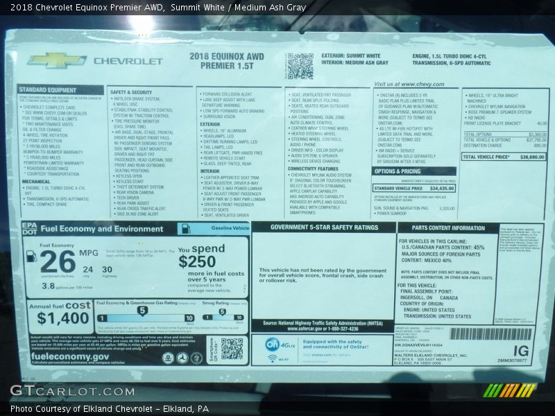 Summit White / Medium Ash Gray 2018 Chevrolet Equinox Premier AWD